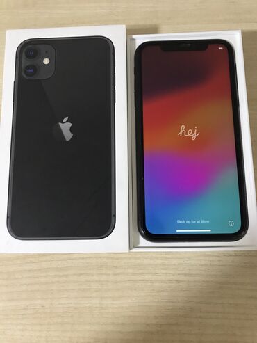 Apple iPhone: IPhone 11, Б/у, 128 ГБ, Black Titanium, Защитное стекло, Чехол, Коробка, 86 %