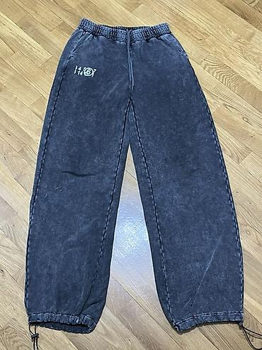 jogger şalvar: Unisex tərzli idman şalvarı - Rəng: Tünd boz/acid wash effektli - — 1