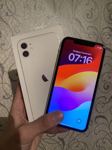 телефон флай кирус 13: IPhone 11, 128 GB, Ağ, Simsiz şarj, Face ID, Sənədlərlə