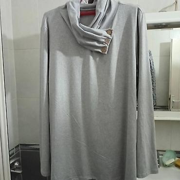 Siva ženska bluza/duks sa dugim rukavima i dekorativnim širokim