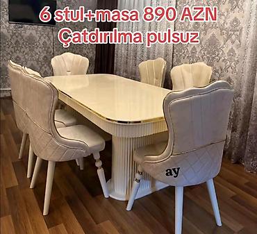 full 12 tarifi: Yemək otağı dəsti – 6 stul + masa - Komplekt: 1 ədəd geniş dikdörtgen — 1