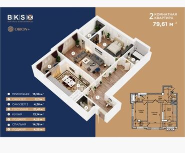 Классические сумки: 2 комнаты, 80 м², Элитка, 12 этаж, ПСО (под самоотделку)