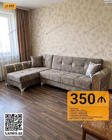Künc divan – Kod: 2250 - Ölçülər: 260 × 160 sm - Mexanizm: açılan