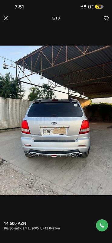 qəzalı avto: Kia Sorento: 2.5 l | 2005 il Ofrouder/SUV — 6