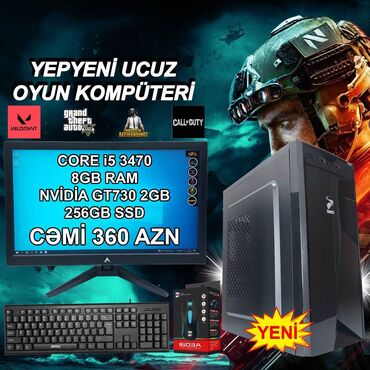 ana plata 1155: 🔹 Oyun və Ofis üçün Masaüstü Kompüter – Tam Hazır YEPYENI Komplekt! 🔹