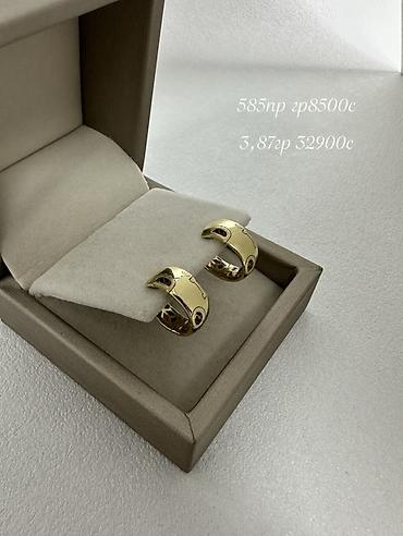 Серьги: Золотые серьги‑кольца, 585 проба - Материал: золото 585 пробы — 5