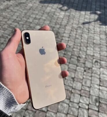 Apple iPhone: IPhone Xs Max, Б/у, 64 ГБ, Золотой, Зарядное устройство, Чехол, Кабель, 78 %