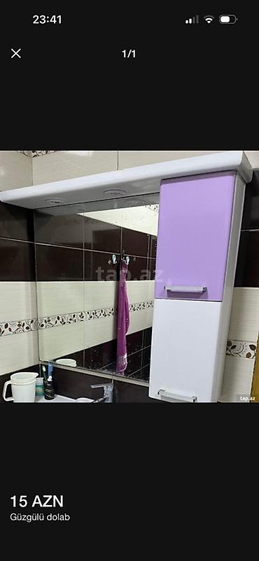 hamam ucun aksessuarlar: Güzgülü vanna otağı dolabı - Tip: Divara asılan, güzgü inteqrasiya — 1