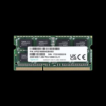 Noutbuk və netbuklar: Operativ yaddaş (RAM) Apacer, 4 GB, 1600 Mhz, DDR3, Noutbuk üçün, Yeni