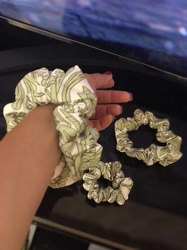 Aksesuarlar: Bitki naxışlı scrunchie saç rezinləri – 3-lü dəst 6 azn ( 1 ədəd 2 azn — 5