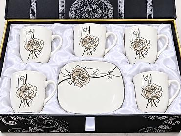 samovar cay: Çay dəsti, rəng - Ağ, Keramika, Decoria, 6 nəfərlik, Türkiyə — 1