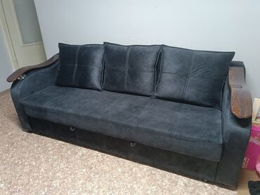 диванные подушки: Диван-кровать, цвет - Серый, Б/у
