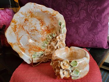 Kuhinjski setovi: Set nov rucni rad iz 80ih. pepeljara i cinija. Rucni rad. rucno — 5