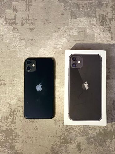 Apple iPhone: IPhone 11, Б/у, 128 ГБ, Jet Black, Зарядное устройство, Защитное стекло, Чехол, 76 %