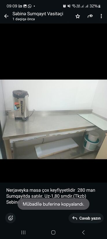 Qonaq otağı dəstləri: Nerjaveyka masa çox keyfiyyetlidir 280 man Sumqayitda satılır