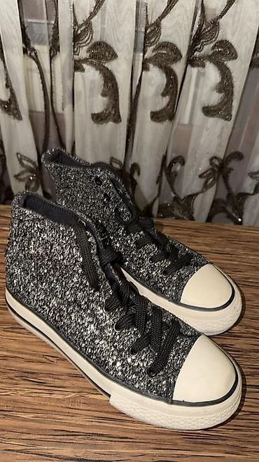 krosovkalar: Qara-boz parıltılı hi-top krossovkalar - Model: şnurla bağlanan — 4