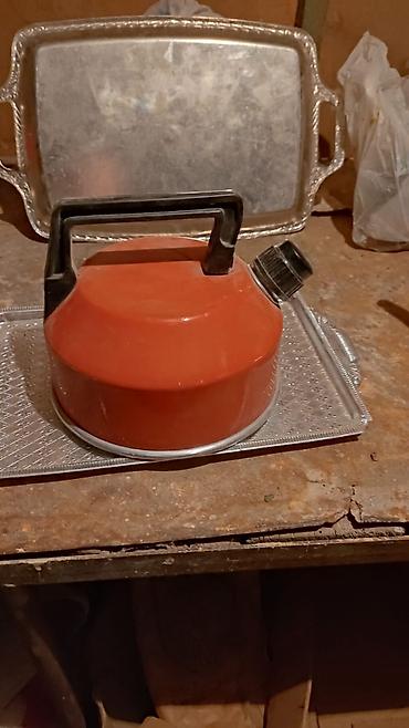 çaynı serviz: Çay dəsti, rəng - Narıncı, Metal, 1 nəfərlik, SSRİ — 3