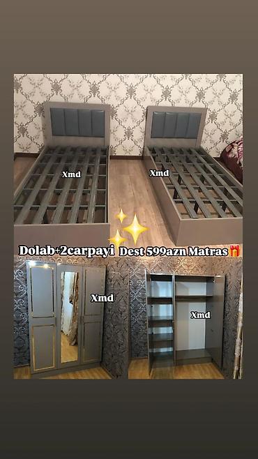 çarpaylar: Yataq otağı dəsti Tərkib: - 2 ədəd tək çarpayı karkası (yumşaq — 1
