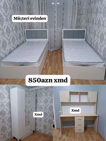 черный пол: Oğlan və qız üçün, Yeni, 2 təknəfərlik çarpayı, Dolab, Yazı masası