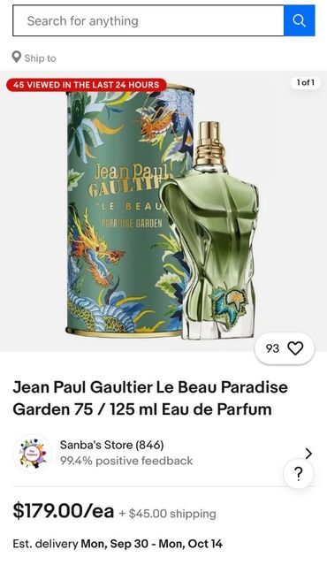 avon etirleri qiymetleri: Jean Paul Gaultier Paradise Garden 125 ml, Azerbaycanda olmayan parfum