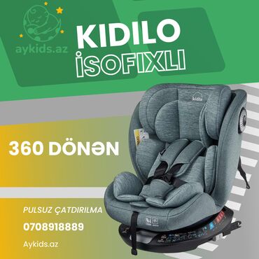 Gəzinti arabaları: 🚗 Kidilo Avtokreslo – İsofixli | 360° Dönmə Funksiyası 🔹 0-36 KG