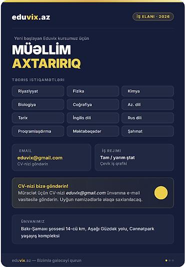 idman muellimi: Müəllim tələb olunur, 1-2 illik təcrübə — 1