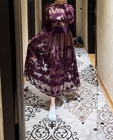 Женская одежда: Bənövşəyi rəngli, zərif güllü naxışlı tül don. - Model: Uzunqol — 3