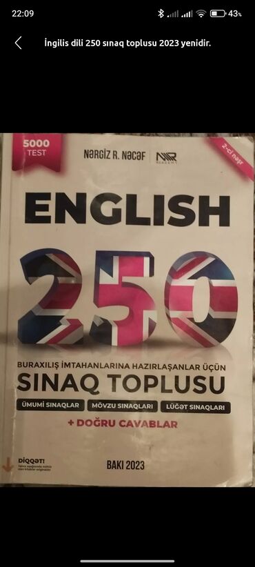 ingilis dili metodik vesait 9: İngilis dili 250 sınaq toplusu 2023 yenidir