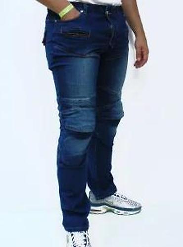 Farmerke: Muške biker farmerke – tamno plavi teksas - Stil: biker/karirano — 16