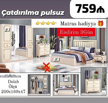 mebel dolab: Yataq otağı mebel dəsti Tərkibi: - 4 qapılı dolab (2 güzgülü) - — 1