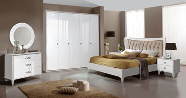 Спальные гарнитуры: Спальный гарнитур, Двуспальная кровать, МДФ, цвет - Белый — 3