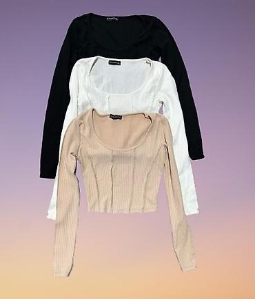 boho torbice: Ženske rebraste bluze sa dugim rukavima. S, M, L — 1