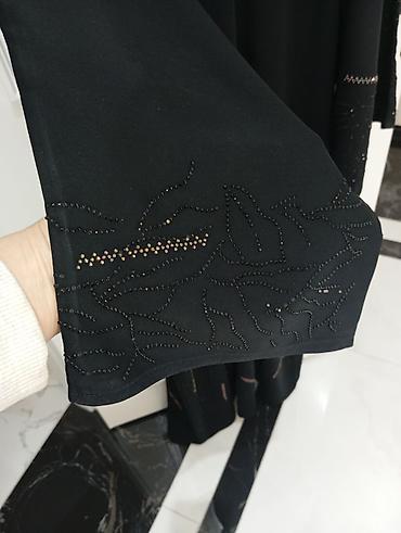 abaya: **Elegant Black Studded Abaya** - **Color:** Jet Black - — 2
