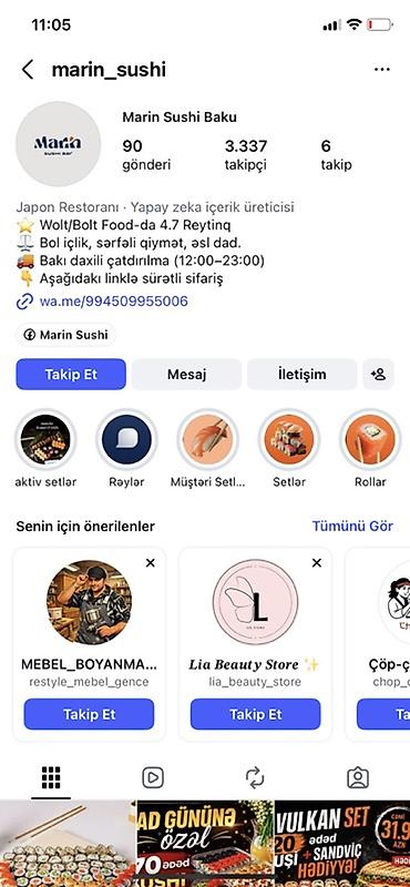 Готовый бизнес: Satılır: Hazır suşi biznes paketi Tərkib: - 2 aktiv suşi Instagram — 1