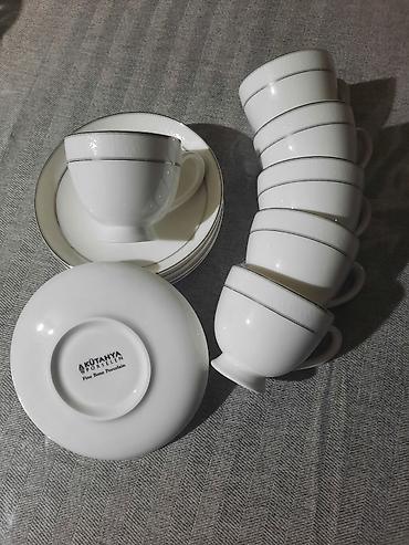Çay dəsti, rəng - Ağ, Farfor, Türkiyə