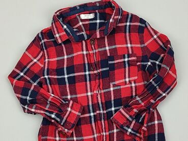 bluzki trykotowe z długim rękawem: Koszula 3-4 lat, stan - Dobry, wzór - Kratka, kolor - Czerwony