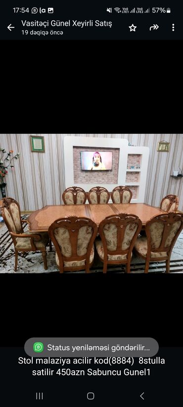 restoran stol stul satisi: Stol malaziya acilir kod(8884) 8stulla satilir 450azn Sabuncu Gunel1