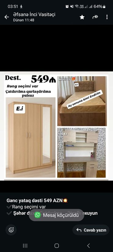 Uşaq və gənc otağı üçün dəstlər: Oğlan və qız üçün, Yeni, Yazı masası, Dolab