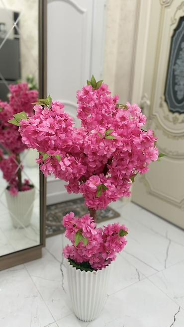 Süni dekorativ çiçək ağacı – çəhrayı sakura buketi görünüşlü -