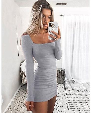 koton torbe: Haljina kocka dekolte sa elastinom. Siva boja. XXS,XS,S,M,L,XL,2XL — 1