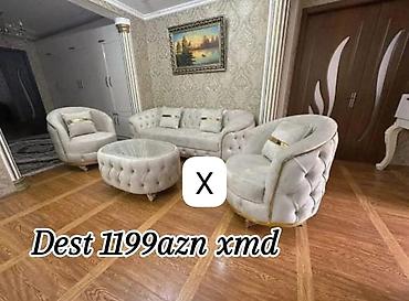 Divan və kreslo dəstləri: Klassik üslubda yumşaq mebel dəsti Tərkibi: - 3 nəfərlik divan - 2 — 1
