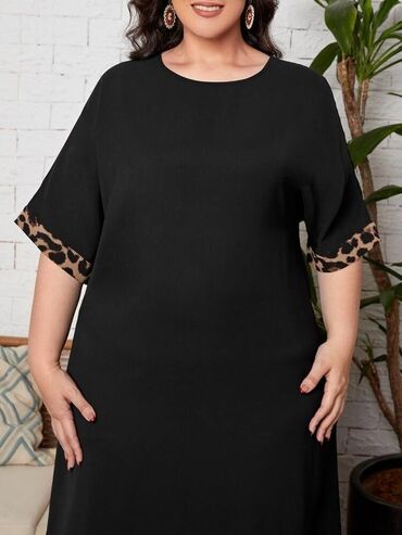 zelena haljina dugih rukava: 5XL (EU 50), Lycra, Single-colored, Animal, color - Black