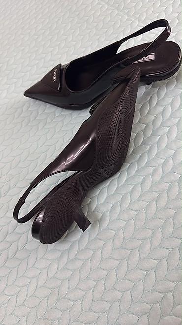 ysl tufli: Prada qadın ayaqqabısı – qara rəng, slingback model - Kəskin burun — 2