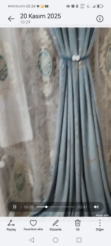 Pərdə və tüllər: İşlənmiş, Vilyur Pərdə, rəng - Ağ, Ödənişli çatdırılma — 9