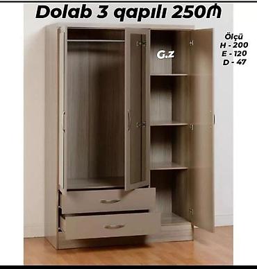 nerdivan nedir: Dolab – 3 qapılı, funksional geyim şkafı. Ölçülər: - Hündürlük: 200 — 1
