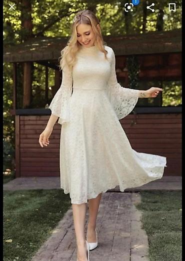 nikah: Ağ rəngli zərif midi ölçülü krujeva don - Parça: incə naxışlı krujeva — 1