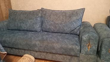 Mebel dəsti – divan və kreslo - Rəng: tünd boz-mavi (daş yuma lalafo.az -da Mebel dəsti – divan və kreslo - Rəng: tünd boz-mavi (daş yuma