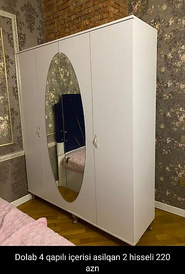 qarderob otagi: Dörd qapılı geyim dolabı - Ön hissədə iri oval güzgülü mərkəzi — 1