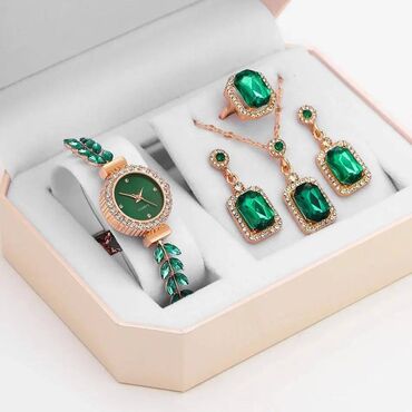 muski satovi: Ženski sat i nakit luxuznog modernog izgleda. Set od 5 glamuroznih