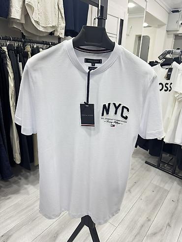 Мужская футболка, S, M, L, Tommy Hilfiger, Новый, цвет - Белый, Самовывоз